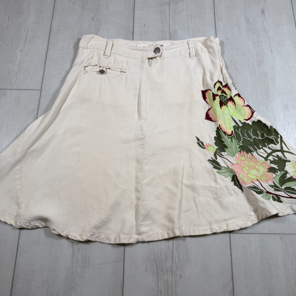 Da-Nang Vtg Y2K Cargo Mini Skirt Khaki Floral Embroidered Women's Medium
